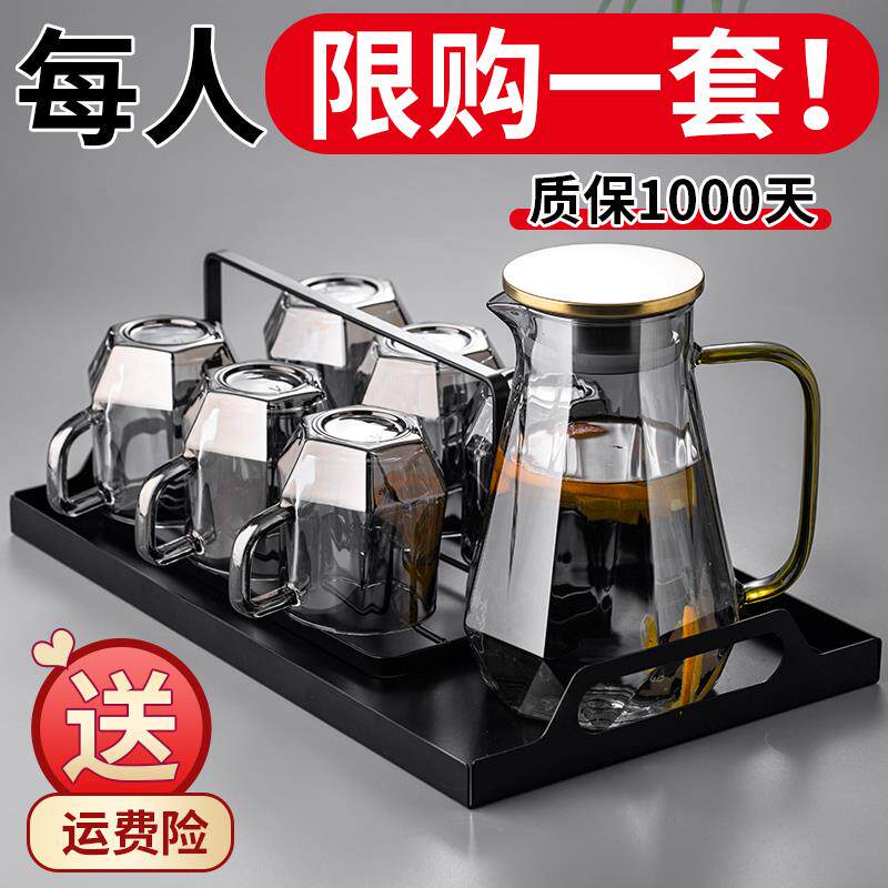 水杯家用套装家庭玻璃杯耐热防爆耐高温茶杯茶具大容量杯子高颜值
