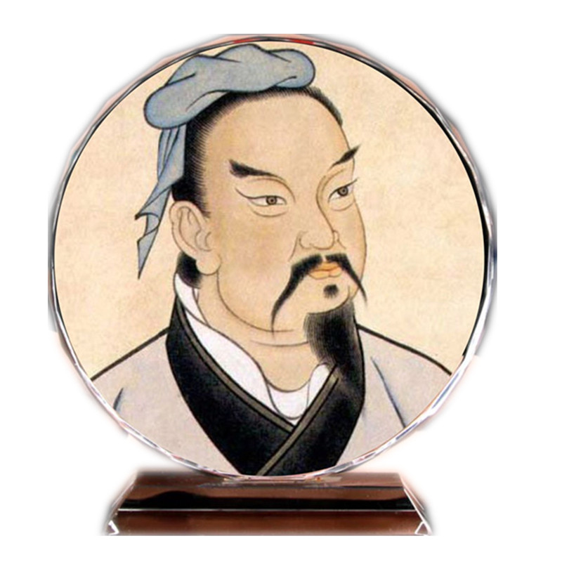 孙子兵法鼻祖孙武画像水晶摆件珍藏礼品纯手工制作书房摆设礼物