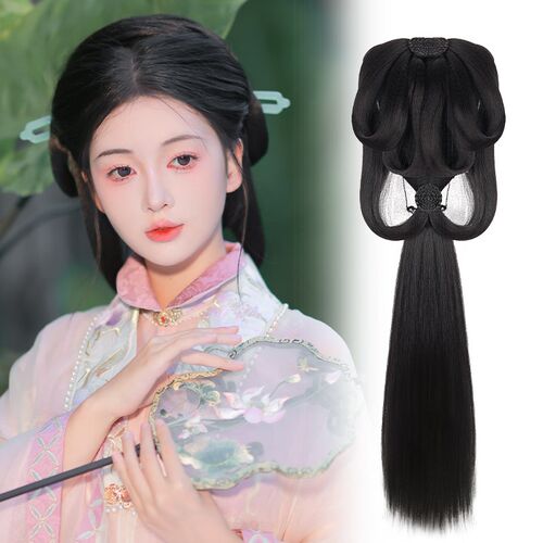 汉服假发古风全套发饰魏晋风后压发包盘发古装日常后脑勺垫发发髻