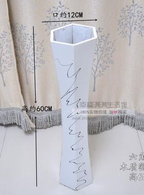 60CM木桶 铁艺花器花槽花桶花瓶复古欧式插花桶家居装饰摆放花架