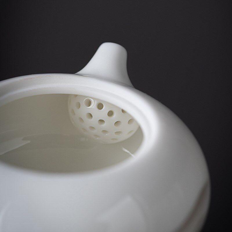 德化白瓷羊脂茶具茶壶冲茶器侧把木柄大容量泡茶神器男女士茶器
