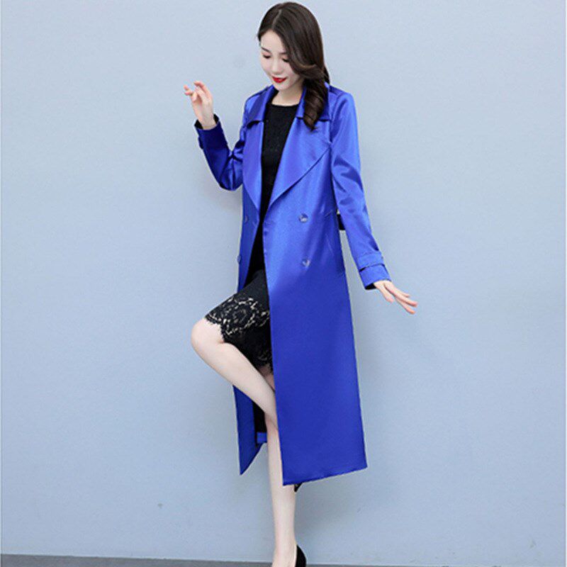 红色风衣女中长款2024流行秋季新款垂感气质修身大衣外套高级感潮