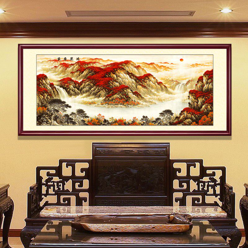 办公室会客厅定制字画茶室书房山水风景挂画客厅沙发背景墙装饰画