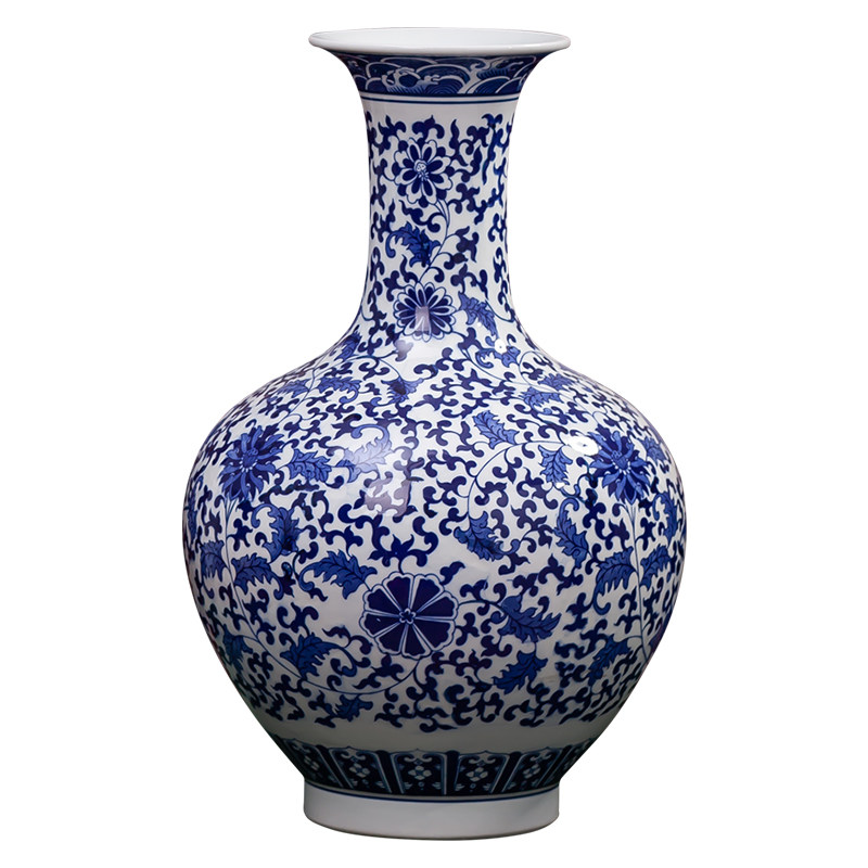 景德镇陶瓷器青花瓷花瓶大号手绘梅瓶中式插花瓶仿古瓷瓶客厅摆件