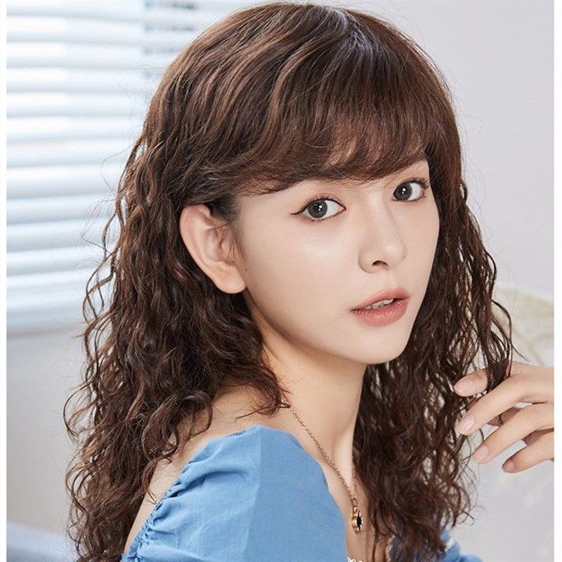 假发女长卷发真发全真人发中老年妈妈女士中长发遮白发蓬松全头套