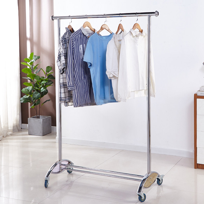 服装店展示架可调节落地式单杠伸缩折叠移动双杠服装货架道具