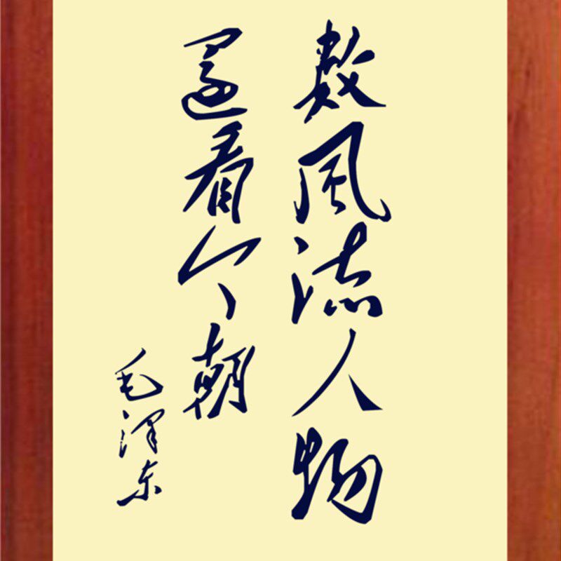 营养书画 天然实木有框画挂摆件 毛体书法 数风流人物 还看今朝