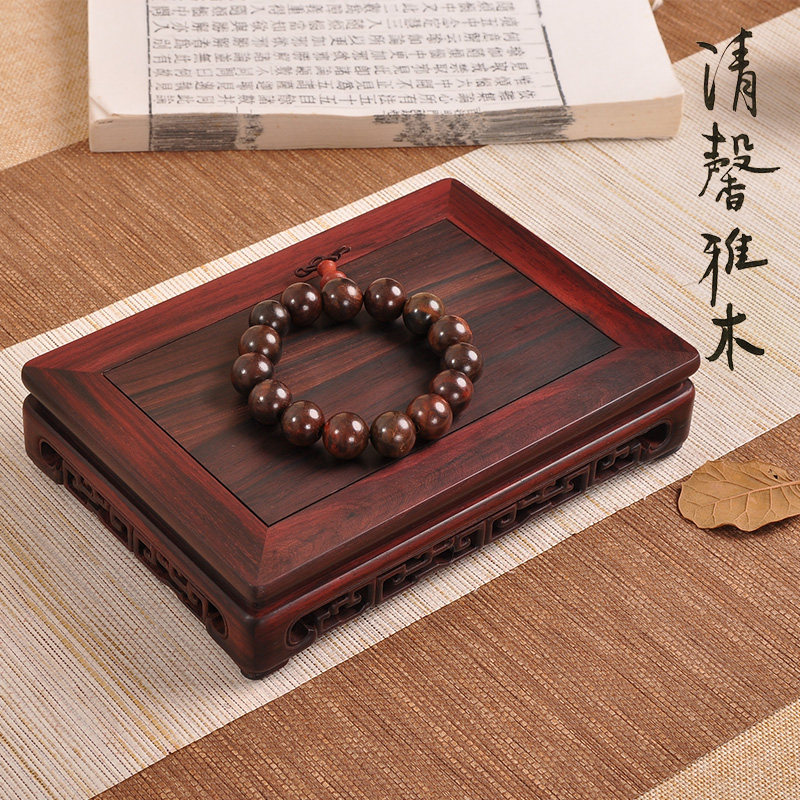 红木中式古典玉器石奇头花盆景茶具铜器工艺品托件实木质底座摆架