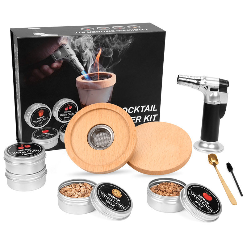 洋酒鸡尾酒烟熏器套装威士忌冰酒石烟熏器调酒果木屑烟熏分子料理