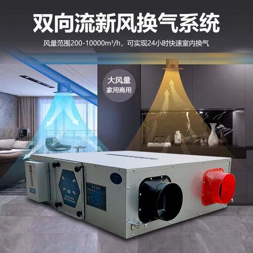 中央全热交换新风系统家用双向流新风换气机PM2.5净化新风机商用