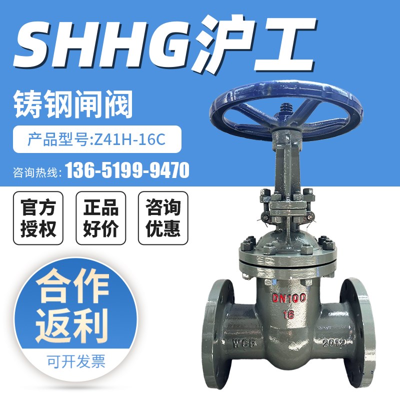 上海沪工良工铸钢闸阀Z41H-16C耐高温蒸汽导热油法兰碳钢明杆阀门