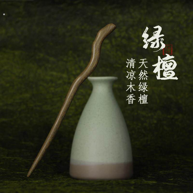 追师绿檀木发簪古风新中式木质簪子简约现代日常通勤2026新款高端