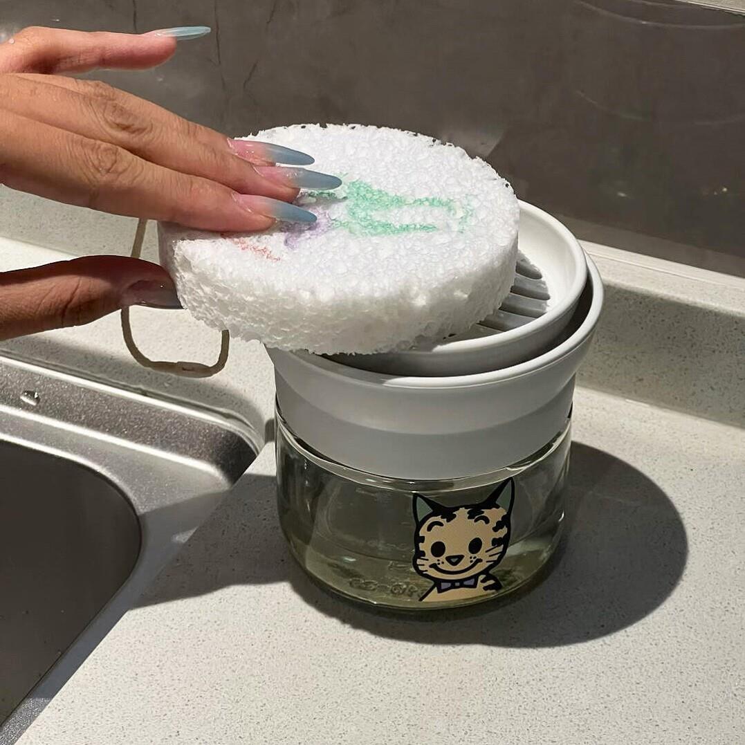 【提升幸福感好物】洗洁精分装瓶按压式家用液体按压瓶海绵置物架