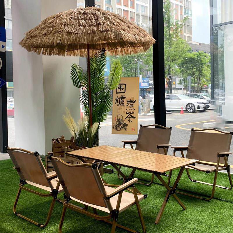 网红打卡装饰伞室内氛围感仿真茅草伞庭院景区户外折叠稻草遮阳伞