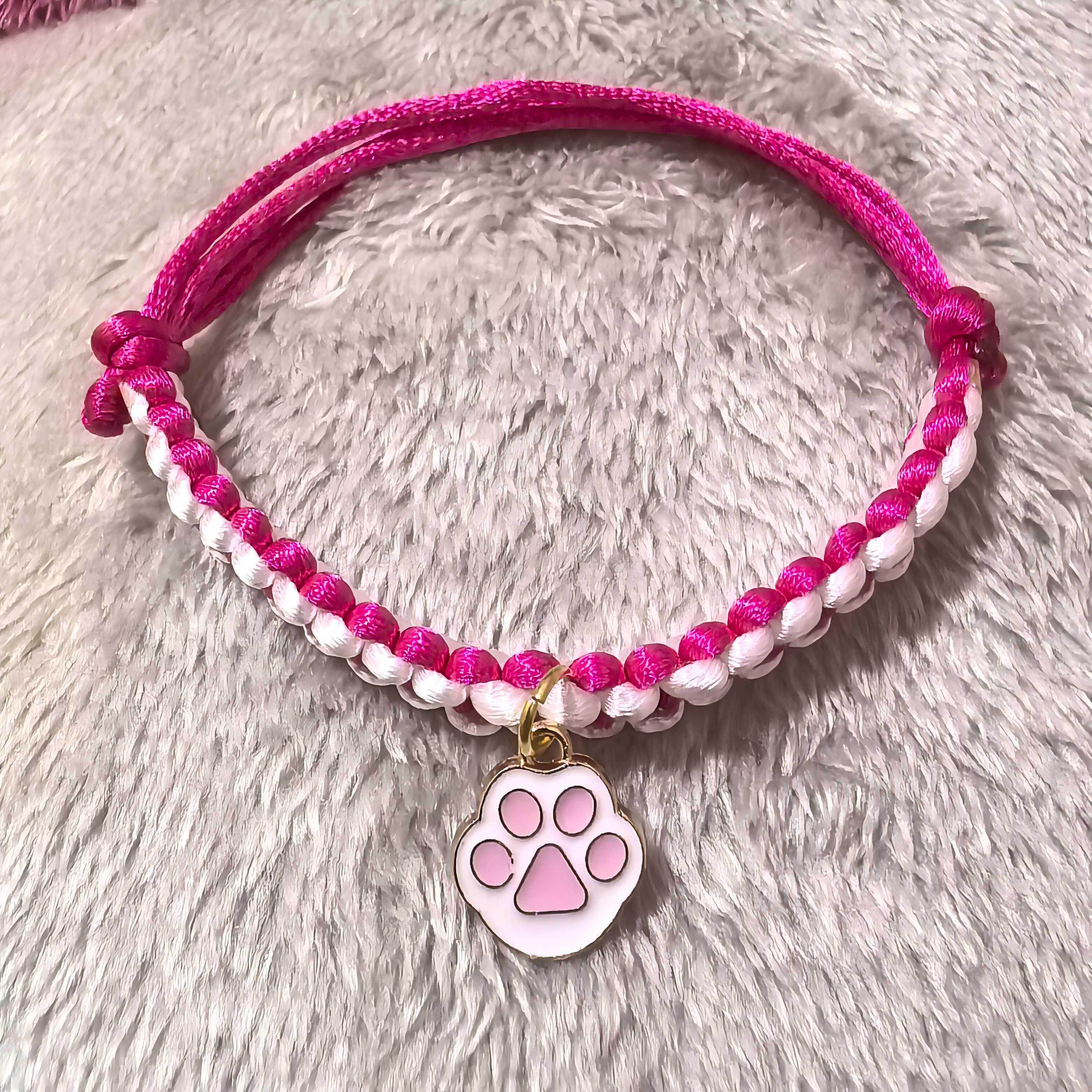 猫咪项炼小猫项圈狗狗脖圈手工编织可调节长命锁福牌脖子饰品