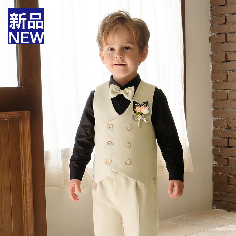 儿童西装套装男童六一钢琴演出生日花童婚礼小孩马甲西服表演服夏
