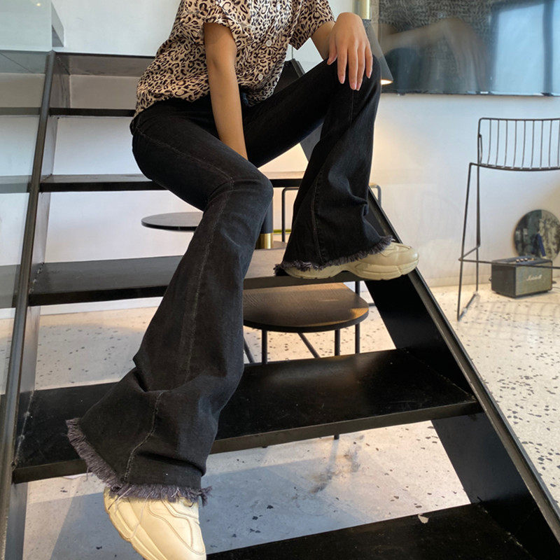 175高个加长女裤超长黑色微喇叭牛仔裤显瘦修身高腰2021春秋新款
