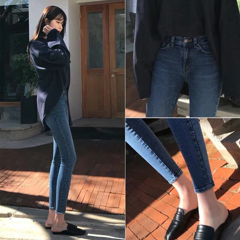 小脚牛仔裤女2024年新款黑色春秋高腰弹力小个子夏季铅笔裤子长裤