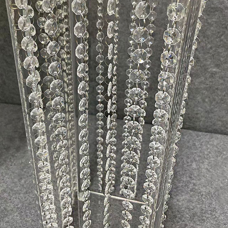 婚庆道具亚克力透明烛台水晶珠帘花架餐桌摆件T台路引创意装饰件