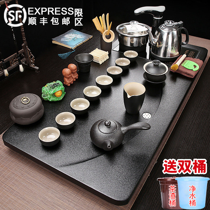 紫砂功夫茶具套装家用客厅简约茶盘整套办公泡茶全自动大茶台茶海