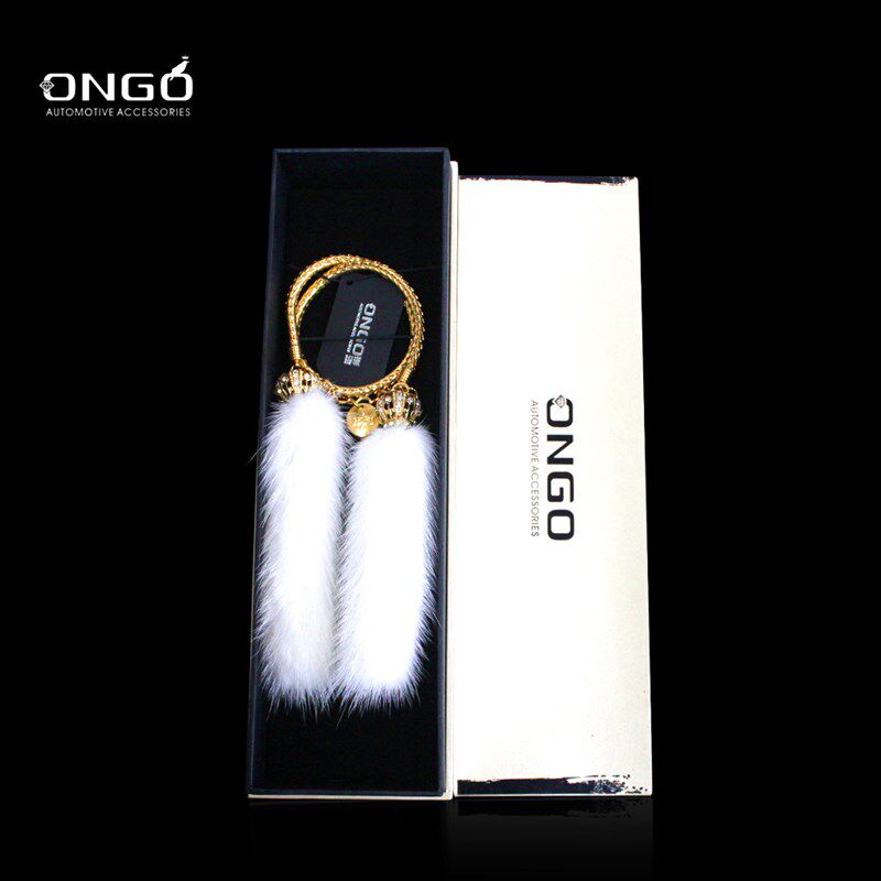 ongo形动汽车貂毛挂件后视镜挂饰车载摆件高贵车内装饰用品改装