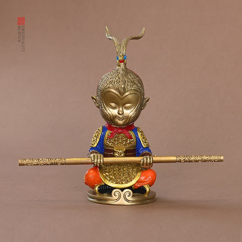 宽和斗战胜佛纯黄铜汽车摆件齐天大圣车饰中控家居办公室装饰品