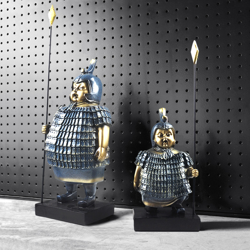 新品 创意古代士兵装饰摆件 家居电视柜橱窗复古秦兵马俑摆设