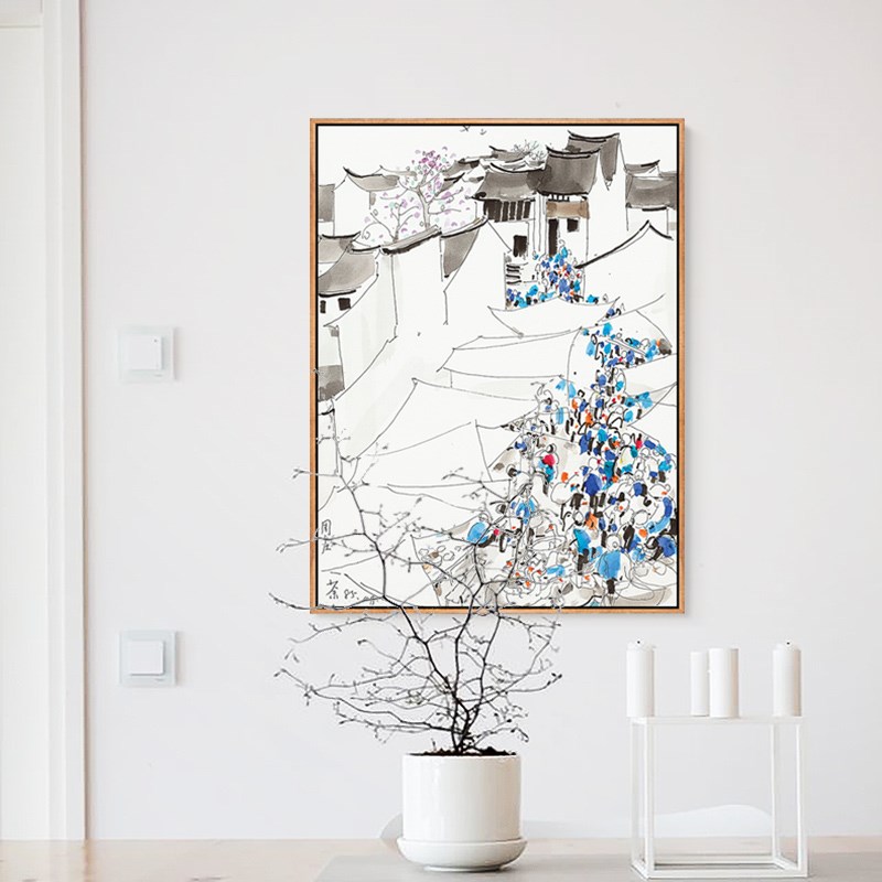 必画吴冠中装饰画中式客厅沙发背景墙挂画玄关书房壁画水墨画风景