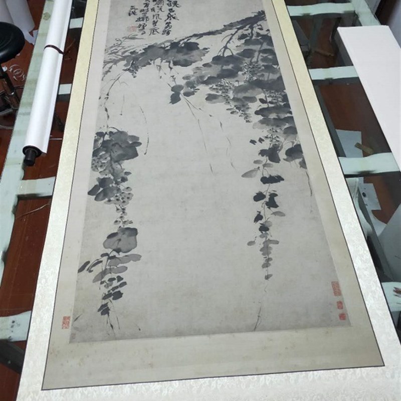 明 徐渭 水墨葡萄图 名家写意花卉画国画挂画微喷复制装饰画临摹