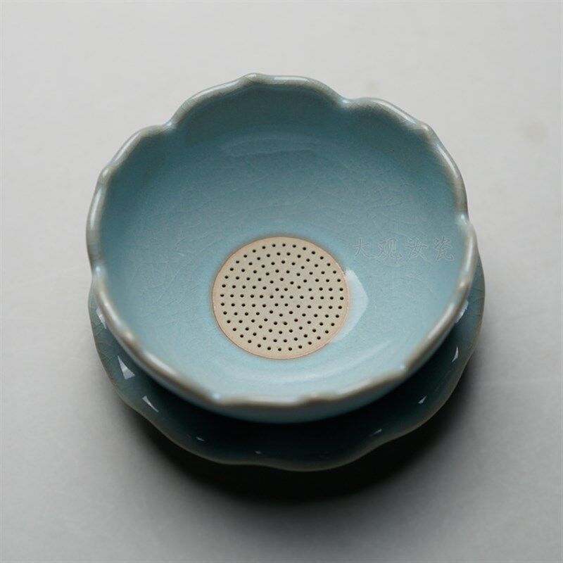 汝州原产地大观汝瓷茶具 莲花茶漏 一级品朱家汝窑朱法喜玛瑙入釉