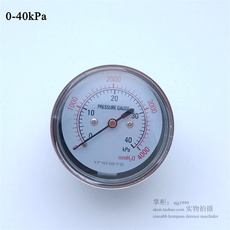 YE60Z轴向膜盒压力表0-40kPa微压表天然气千帕表2分背接头