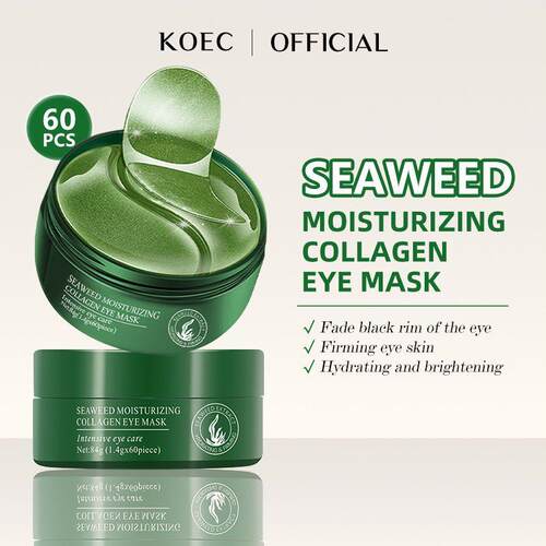 KOEC跨境英文版海藻胶原蛋白眼膜贴60pcs外贸补水保湿蜗牛眼贴FDA