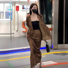 2024网红爆款炸街减龄时尚高端气质西装连衣裙子女神范套装