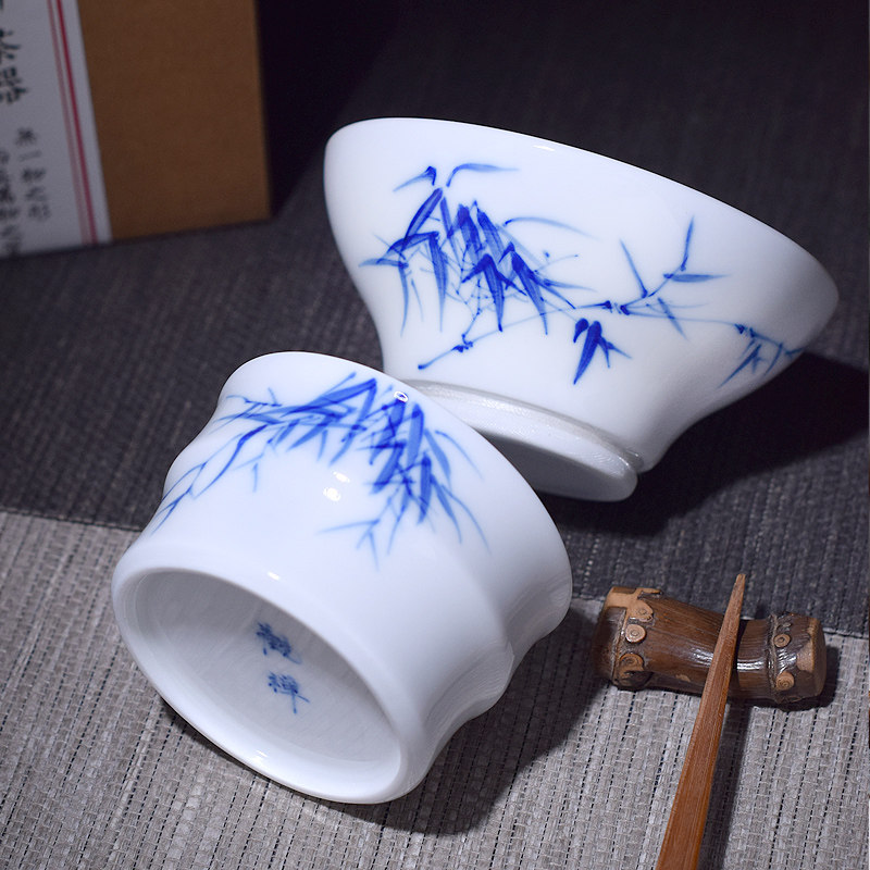 景德镇手绘青花瓷茶漏斗茶隔茶滤陶瓷功夫茶具配件泡茶过滤分离器
