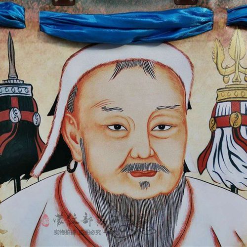 蒙古皮画成吉思汗哈达皮革彩绘挂画蒙古包家居餐厅工艺精品装饰画