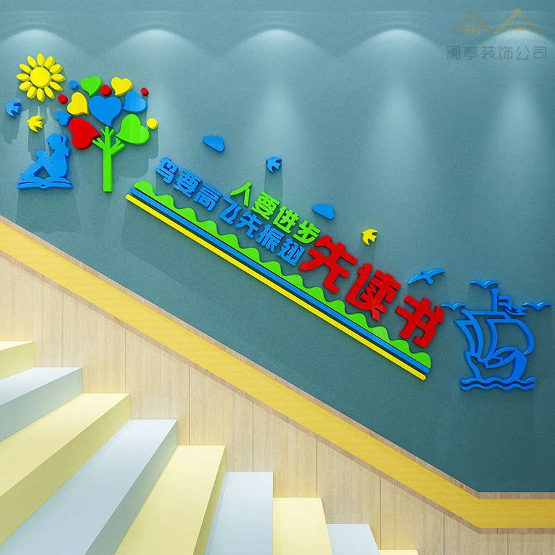 幼儿园材料环创主题墙面装饰托管班级文化墙贴纸楼梯走廊教室布置