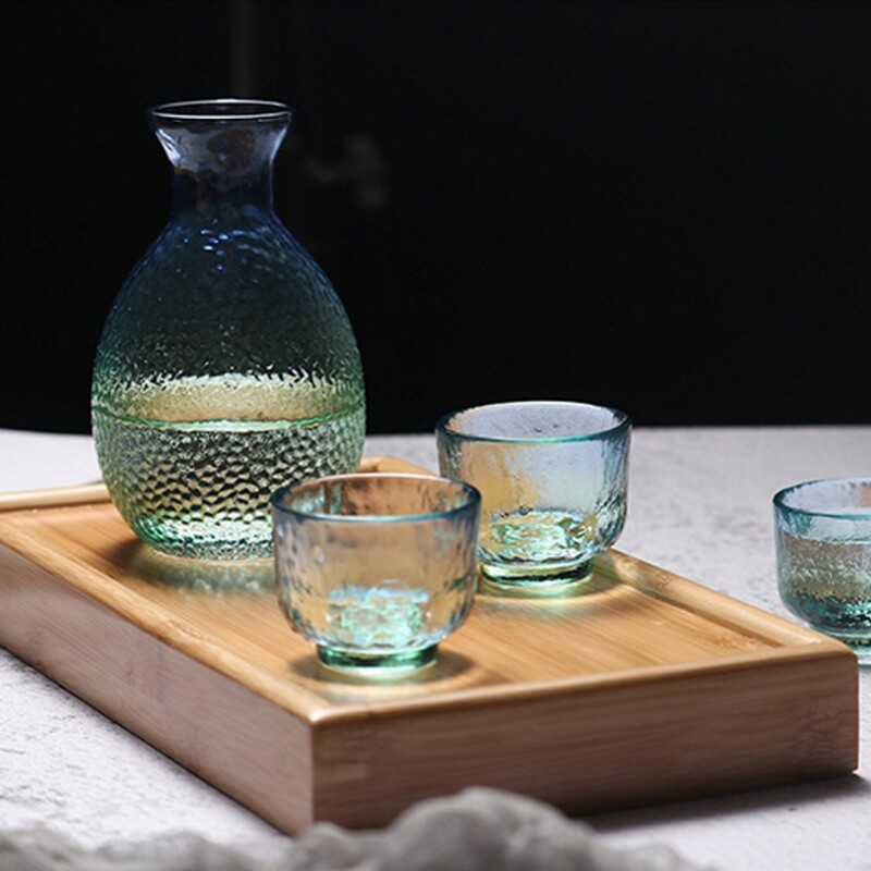 北欧手工双彩玻璃酒具清酒壶烧酒杯家用酒盅烫酒壶白酒杯米小酒杯