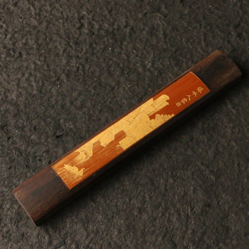 一物一拍东阳名家胡秀红本工老玉竹留青雕刻黑檀木文房雅器镇纸竹