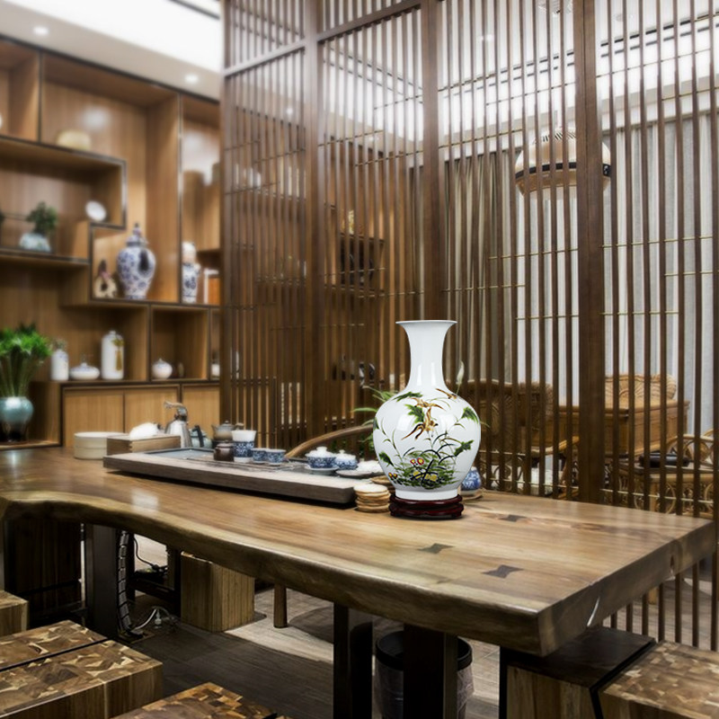 陶瓷器摆件花瓶客厅大号干花插花白色粉彩瓷瓶酒店柜台工艺品摆设图片