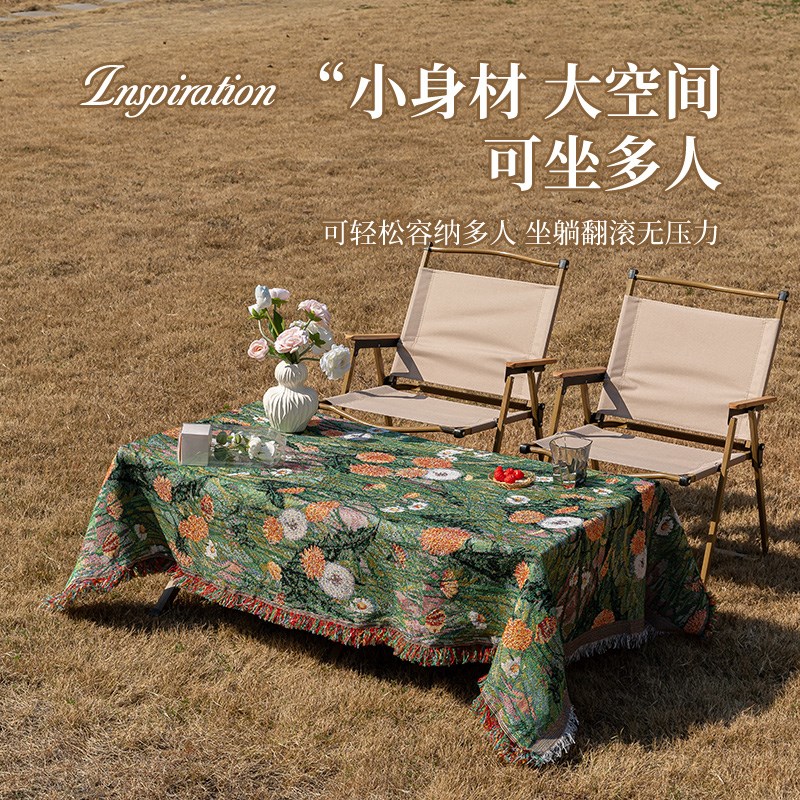 户外露营桌布野餐垫春游地毯摆摊布置台布折叠蛋卷桌氛围感餐桌布