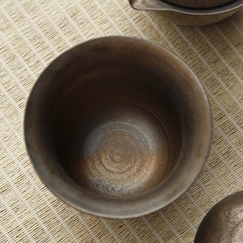 粗陶泡茶器三才盖碗茶杯 手抓壶单个敬茶碗 功夫茶具陶瓷套装大号