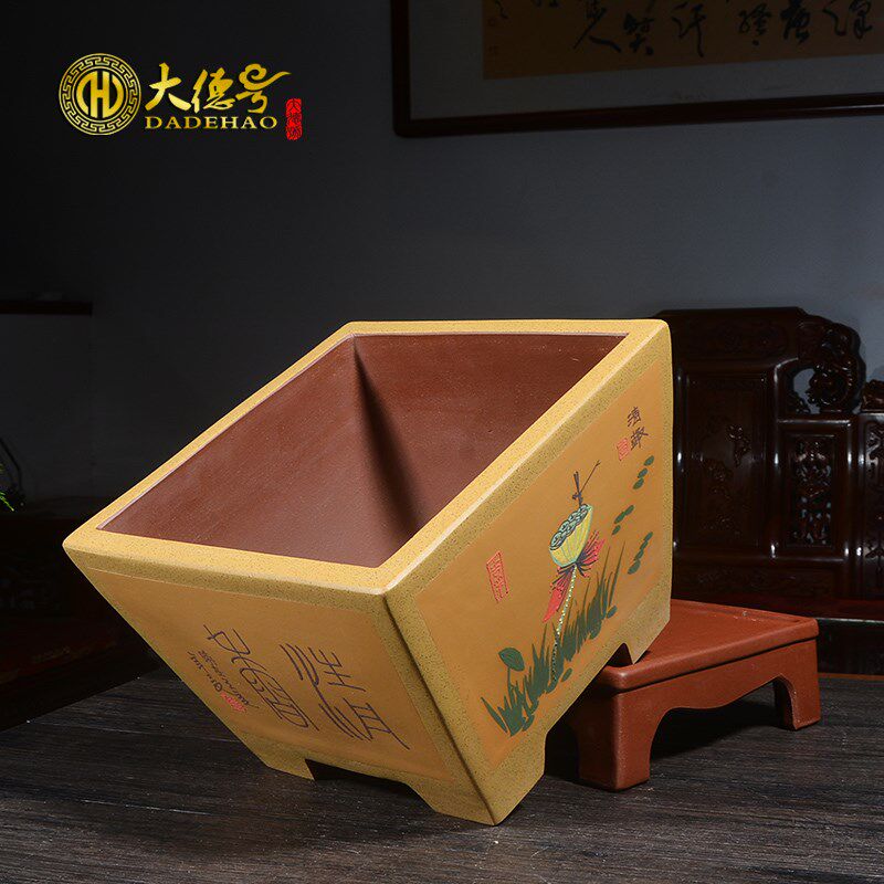 宜兴陶瓷紫砂花盆树桩绿植五针松盆景盆景盆悬崖式蝴蝶兰蓝花专用