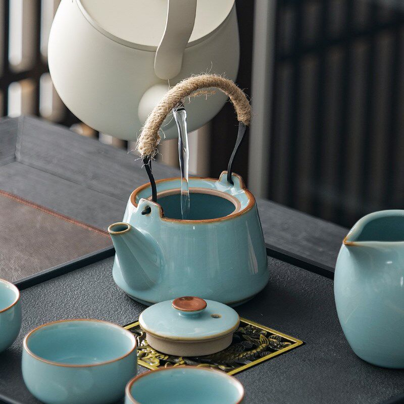 天青汝窑茶具茶壶套装年会定制logo周年纪念品送客户中秋节礼品