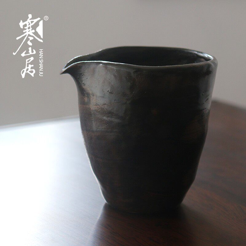 寒山居粗陶公道杯手工陶瓷分茶器禅意茶海防烫分茶杯茶漏杯茶配件
