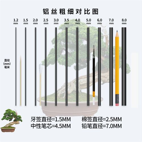 盆景造型专用铝丝铝线盆景铝丝线盆景工具园艺定型用软黑色蟠扎吕