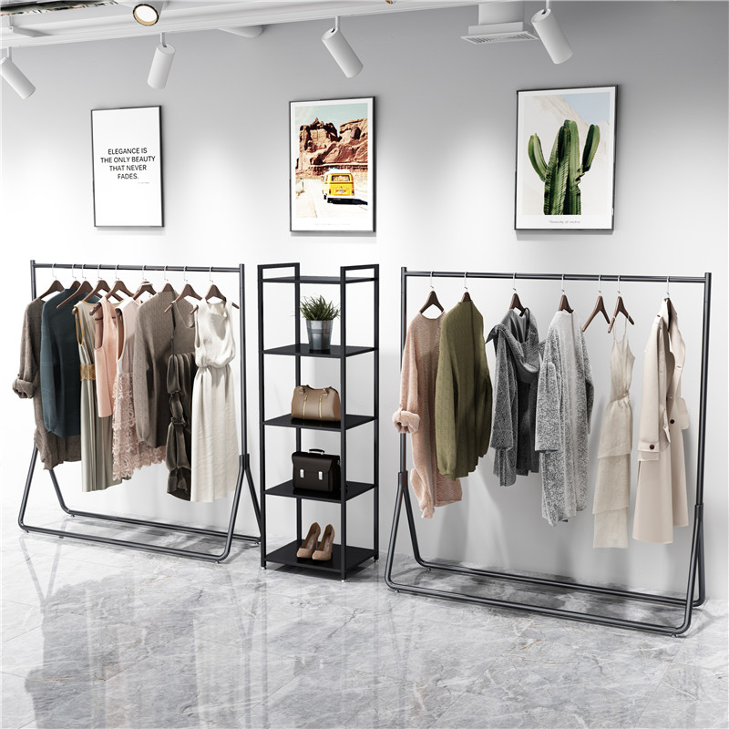 服装店展示架黑色服装架女装店货架落地式挂衣架子童装陈列架网红