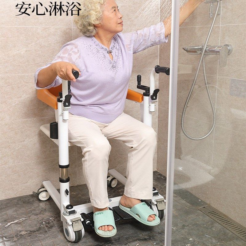 多功能手摇移位机残疾人护理坐便升降移位器洗澡椅双摇出口