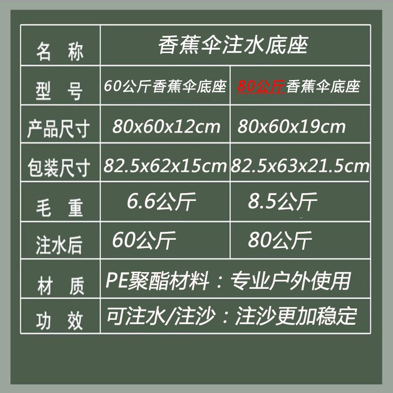 香蕉伞注水固定底座 户外伞遮阳伞水箱灌水太阳伞雨伞座伞墩底盘