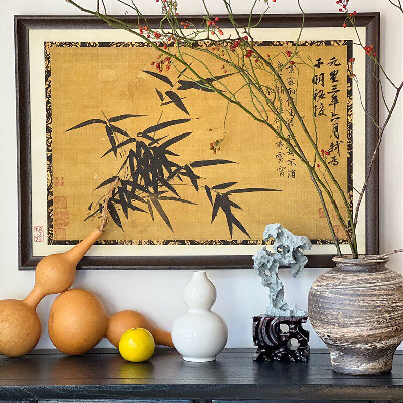 苏轼雨竹国画新中式仿古宋画小众国风装饰画客厅书房茶室山水竹画