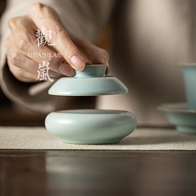 观岚汝窑陶瓷盖置中式家用功夫茶具配件隔热垫子茶壶盖碗盖子茶托